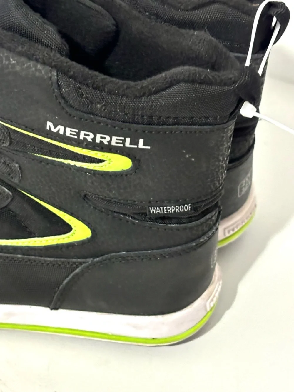 Merrell Kids' Snow Bank 3.0 Waterproof Boots Black/Lime Green Size 13M